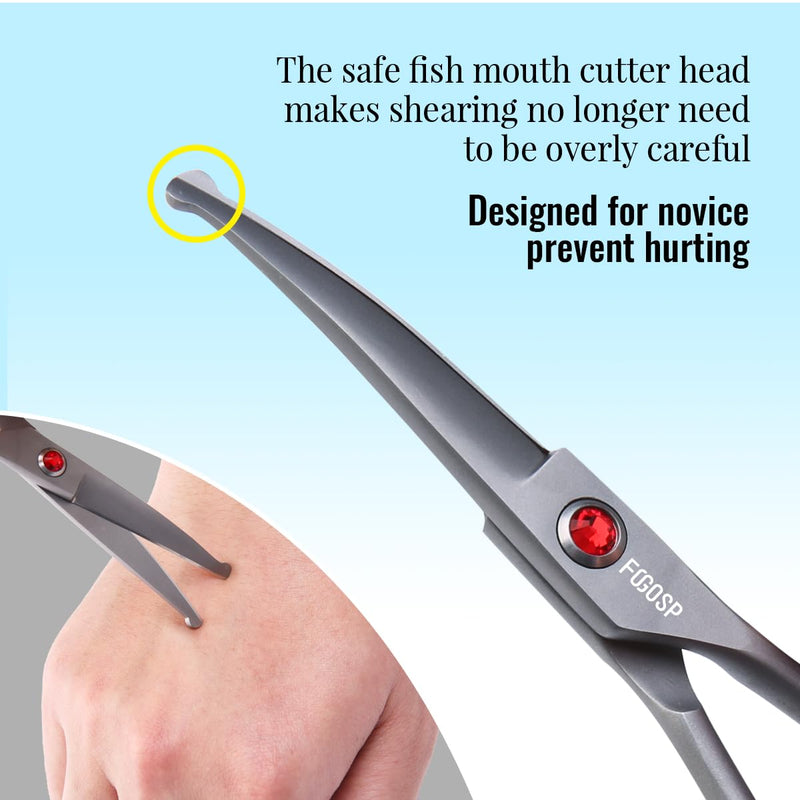 4.5" Dog Grooming Scissors - 2pcs Curved Scissors & Thinning Shears for Small Dog, Cat Face & Paws - Japan 440C (2Kit) 2Pcs Kit (Curved+Thinning) 4.5 inch - PawsPlanet Australia