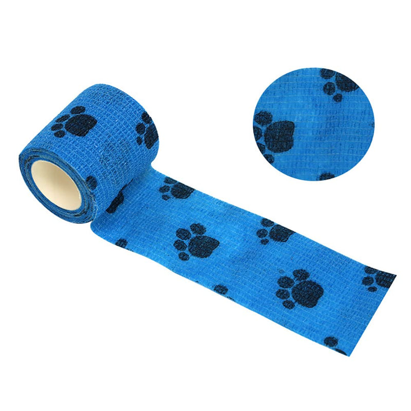 GSHLLO 4 Rolls Pet Vet Wrap Self Adhesive Bandage Cohesive Fixing Bandages Dog Paw Pattern Bandage Tattoo Grip Tape for Wrist Ankle