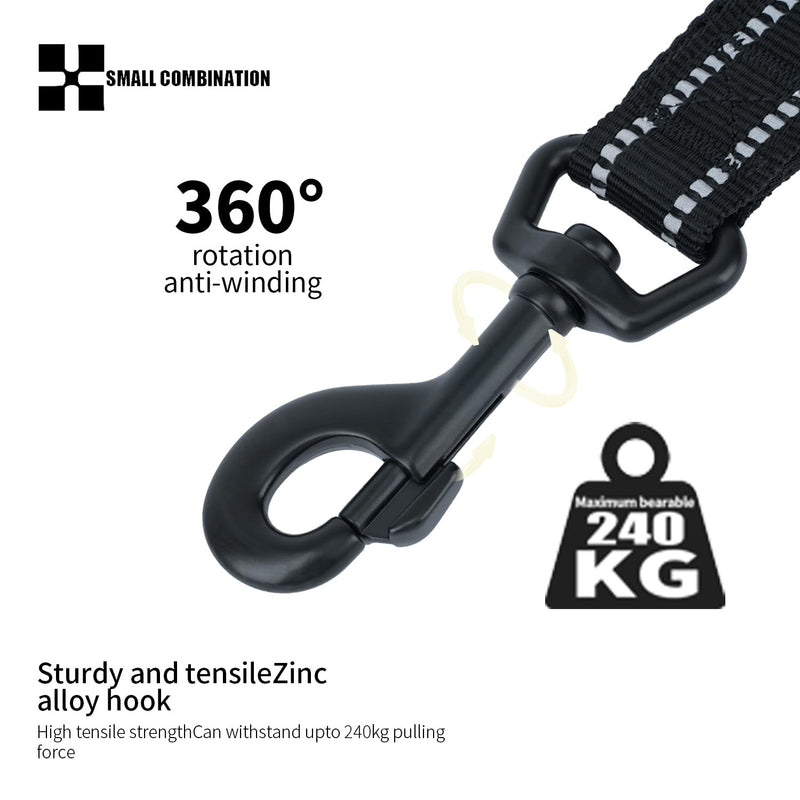 Reflective Dog Leash Short Dog Leash Dog Harness Leash Strong Dog Leash Leash for Big Dog Leash for Small Dogs Medium Dog Leash Light Dog Leash Braided Dog Leash S Black - PawsPlanet Australia