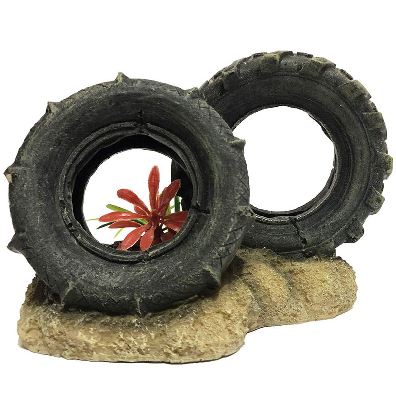 SLOCME Aquarium Tyre Decorations - Resin Material Tyre Decorations，Fish Tank Tyre Ornament Aquarium Environment Friendly Decorations - PawsPlanet Australia
