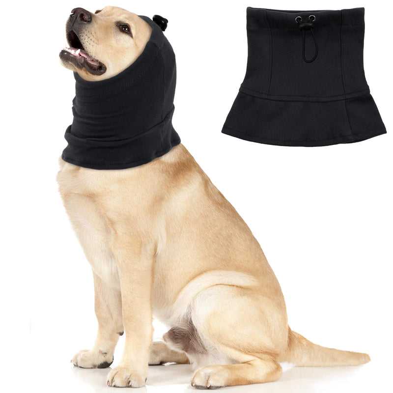 Dog Snood - Ear Covers for Bath, Grooming & Noise Anxiety Relief - Soft, Breathable Dog Neck & Ear Warmer Large Black