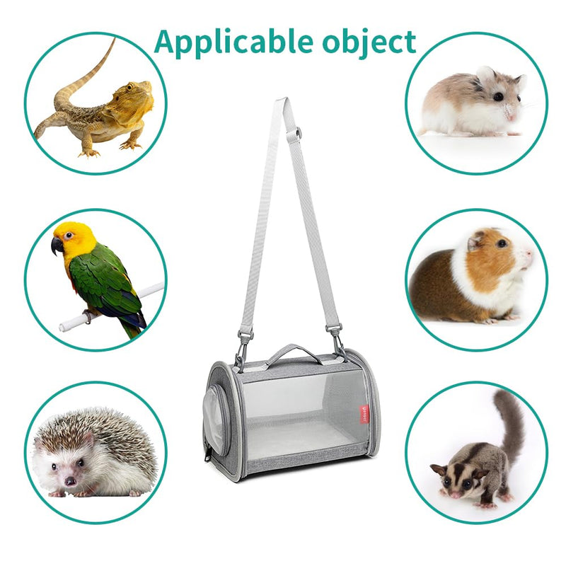 Guinea Pig Carrier Travel Small Animal Carrier Bag Lizard Bird Rabbit Carrier Cage Squirrel Breathable Bag Portable Travel Hamster Small Pet Hangbag (Small, gray) - PawsPlanet Australia