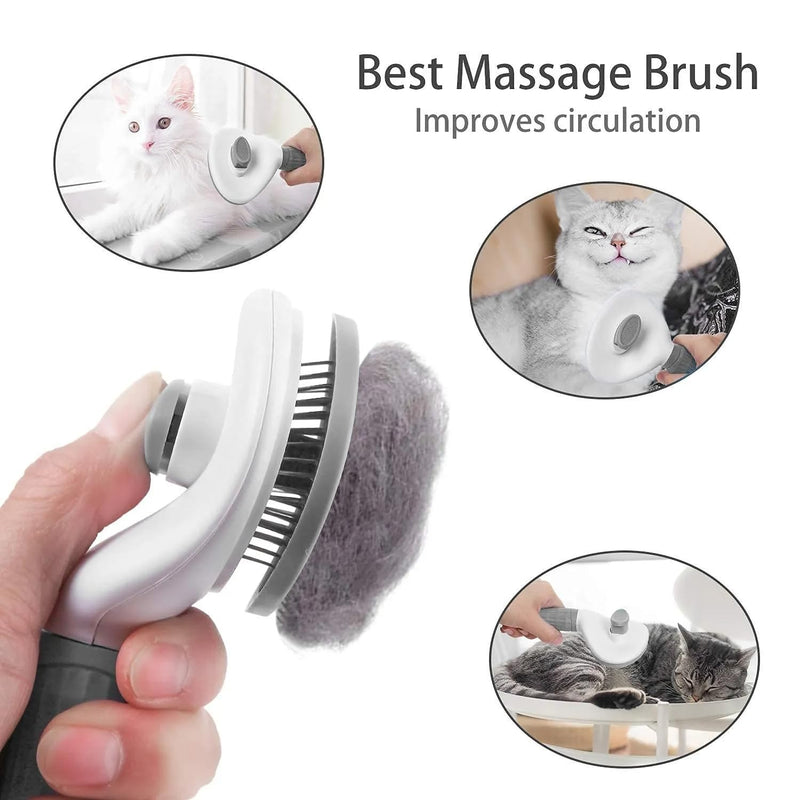 Generic Dog & Cat Brush, Pet Grooming Brush for Shedding, Self Cleaning Slicker Brush for Pets, Deshedding Brush, Rake, Comb (Grey) - PawsPlanet Australia