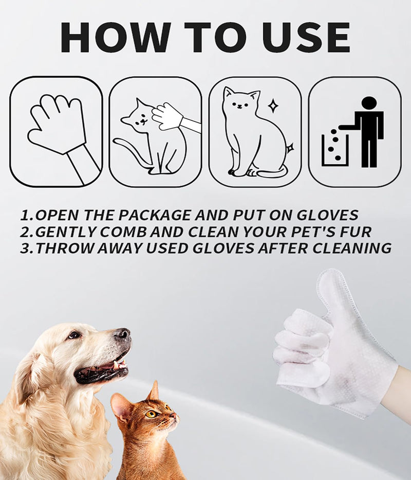 AQUASAFE Pet Bath & Cleaning Gloves for Allergy Prevention & Deodorizing | Thick, Moisturizing Wipes with Aloe & Vitamin E | No Rinse Needed for Daily Care, Travel, Grooming (6PCS) 6PCS - PawsPlanet Australia