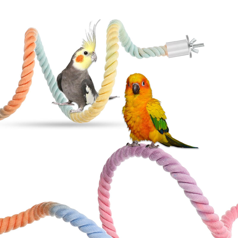 4 Packs Gradient Bendable Bird Rope Perches, Parrot Bird Perch Rope Stand for Cage Climbing Rope Toys Cotton Swing Climbing Rope Standing Bungee Toy for Parakeet Lovebirds Cockatiels Budgies