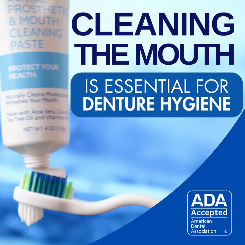 Dr. B Dental Solutions Cleanadent Denture and Gum Toothpaste, ADA Accepted All-Natural Denture Toothpaste for Adults - Removes Odors, Stains and Adhesives - 4 oz (2 Pack) 4 Fl Oz (Pack of 2) - PawsPlanet Australia