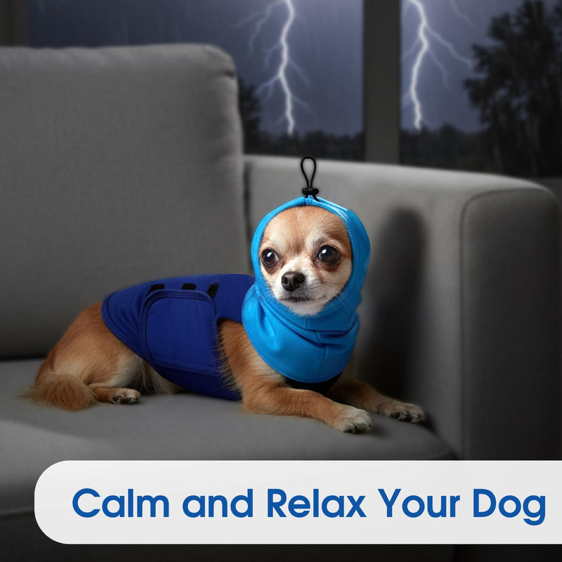 ASENKU Dog Coat with Soothing Hood and Ear Protection, Calming Vests for Dogs to Relieve Anxiety, Anti-Stress Vest, Dog Calming Jacket, Calming Shirt with Reflective Stripes S blue