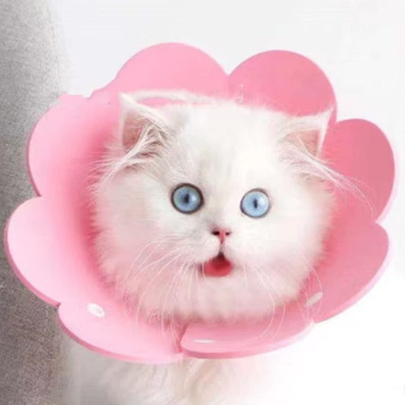 Zerodis Cat Recovery Collar, Cat Cone, Elizabethan Cat Collar, 3 Pieces, with Snap Closure, Soft Felt, Cute Sunflower Shape, Anti-Licking After Surgery (L) L