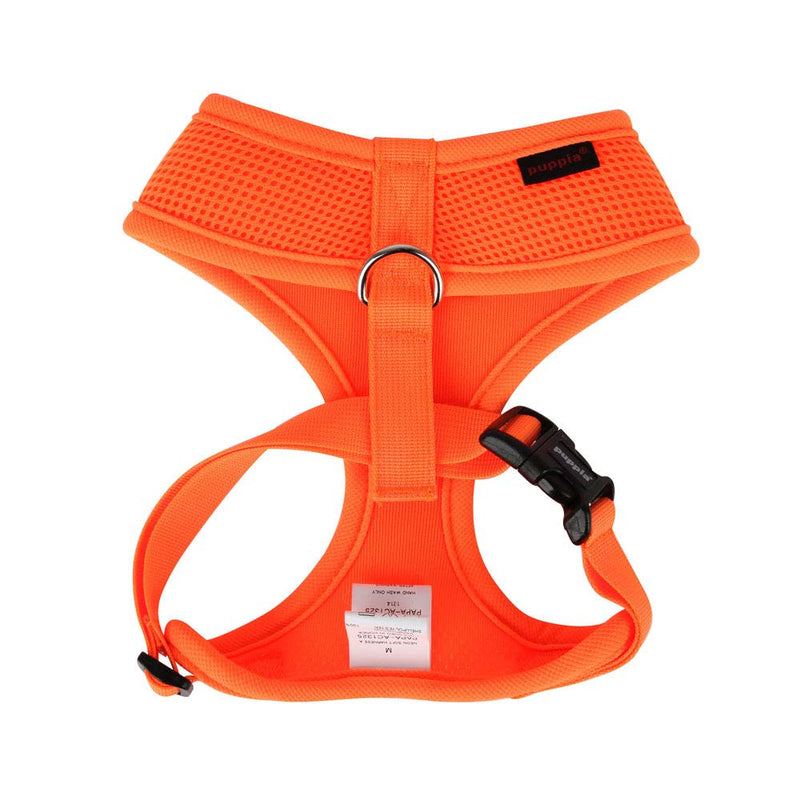 Puppia Soft Harness A - S Over-The-Head Soft Mesh Harness Neon Orange Small - PawsPlanet Australia