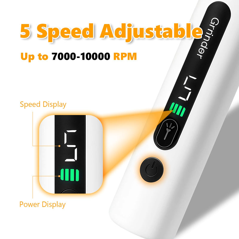 Joyzan Dog Nail Grinders, 5 Speed Adjustable Silent Groom Pro LCD Dog Claw Grinder with LED Light 3 Grinding Heads Low Noise Trimmer Rechargeable Nails File Electric Clippers for Cats Small Dogs Pets
