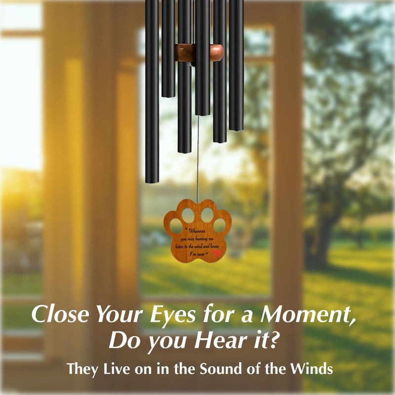 Dog Memorial Gifts for Loss of Dog - Loving Pet Memorial Wind Chimes, Dog Bereavement Gifts with Memorial Poem Gift Cards for The Passing of Dogs and Cats (Midnight Black) Midnight Black