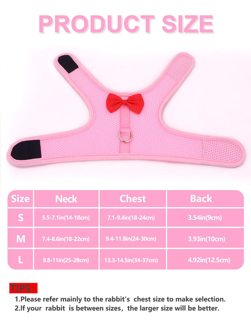 Bunny Harness and Leash for Walking Escape Proof,Mesh Breathable Adjustable Rabbit Leash Camping Hiking Training for Bunny Ferret Kitten Puppy Pink S (Chest:7.1-9.4") S Neck 5.5-7.1'' Chest 7.1-9.4” - PawsPlanet Australia