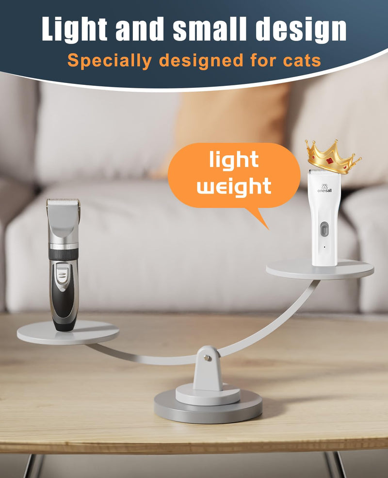 oneisall Pet Clipper for Cat Matted Hair, Pet Shaver for Cats Quiet Pet Hair Clippers Cordless Cat Clippers for Matted Hair Cat Clippers for Long Hair Standard White - PawsPlanet Australia