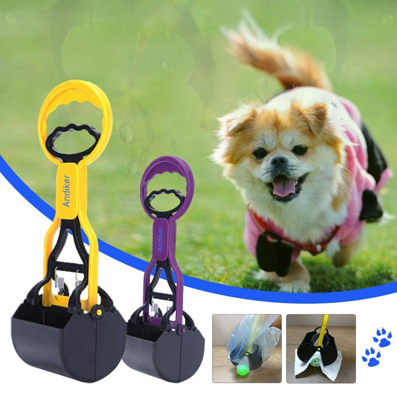 Andiker Portable Pet Pooper Scooper with Short Handle, Pet Clamp Scooper, High Elastic Spring Dog Poop Scoop Indoor and Outdoor Cleaning Tool (Black) Black