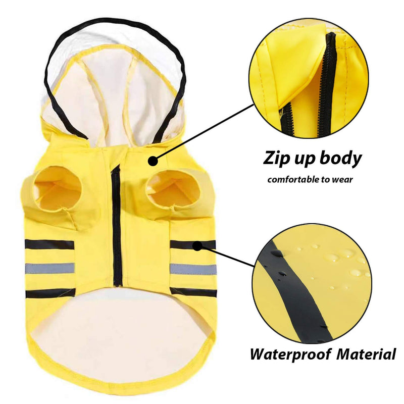 Wizland Reflective Dog Raincoat Dog Rain Jacket with Hood Lightweight Waterproof Rain Coat for Puppies (YELLOW XS) X-Small Yellow