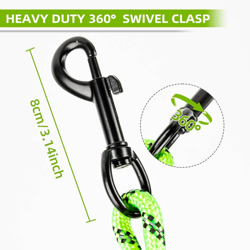 Double Dog Leash, 360 Swivel No Tangle, Shock Absorbing Bungee, for 2 Large Dogs 25-150 lbs (Green) Green - PawsPlanet Australia