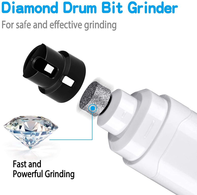 Casfuy Dog Nail Grinder Upgraded - Professional 2-Speed Electric Rechargeable Pet Nail Trimmer Painless Paws Grooming & Smoothing for Small Medium Large Dogs & Cats (White) A-White - PawsPlanet Australia