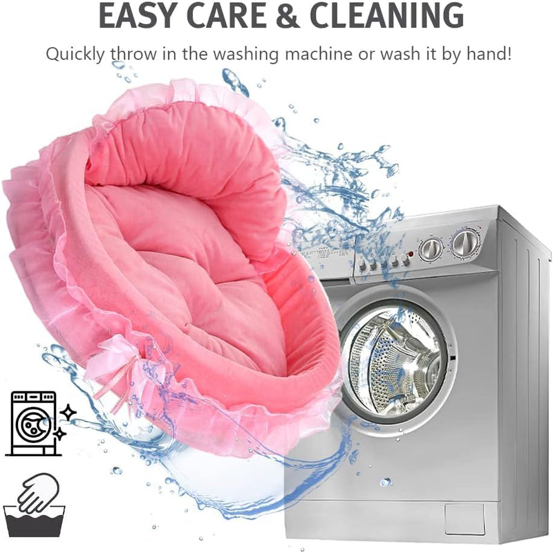 pawstrip Pink Dog Bed Washable Princess Cat Couch Soft Plush Pet Sofa Nest Mat Snuggle Kitten Puppy Cave Beds Cute Cozy Kitten Doggy Kennel Cushion Small Medium Dogs Cats Sleeping Pad (L, Pink) L - PawsPlanet Australia