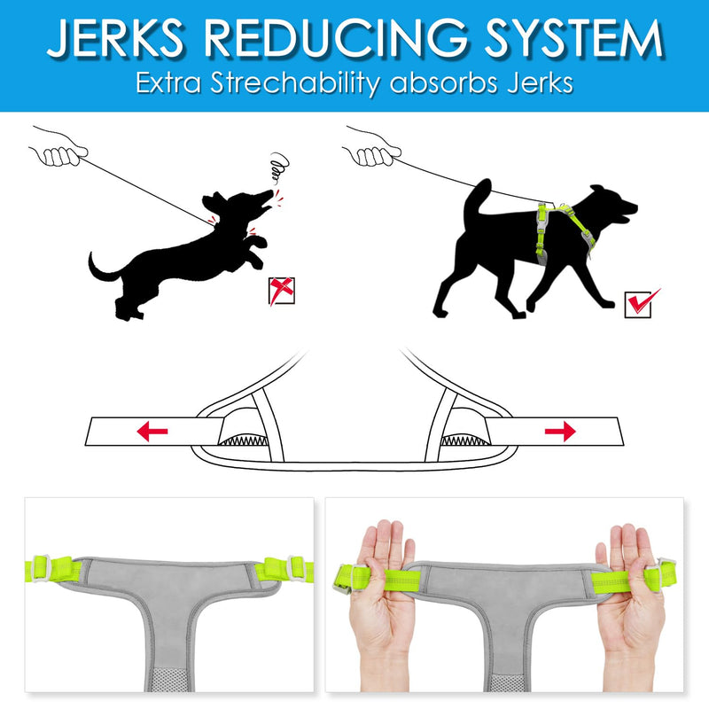 ThinkPet No Pull Harness Breathable Sport Harness with Handle-Dog Harnesses Reflective Adjustable for Medium Large Dogs,Back/Front Clip for Easy Control S Bright Green Star Green - PawsPlanet Australia