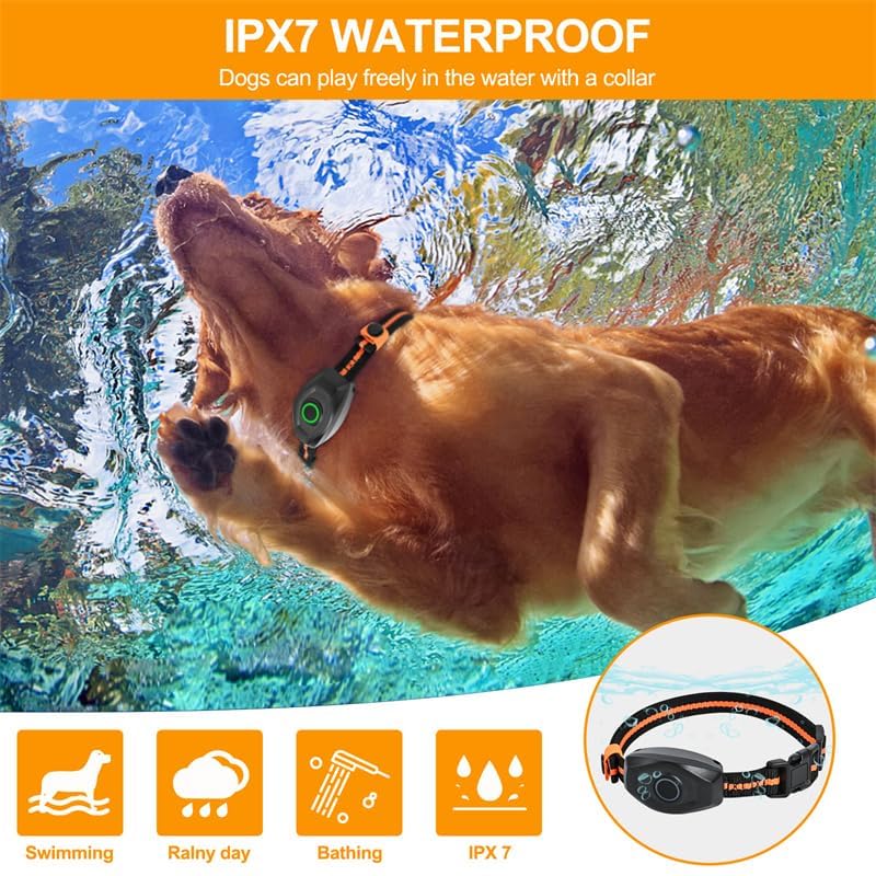 Dog Shock Collar with Remote Control,1300Ft,IP67 Waterproof Dog Training Collar with 3 Training Modes, Beep, Shock, Vibration,Safe Lock for Small, Middle,Large Dogs (Orange, Middle,Large) - PawsPlanet Australia