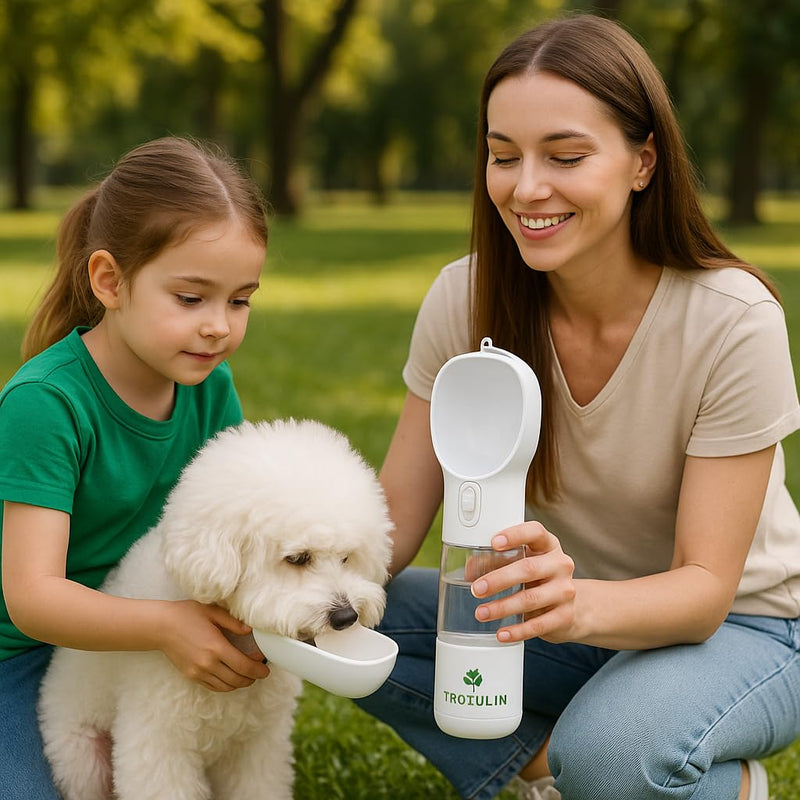 3-in-1 Portable Pet Water Bottle, Food Container & Waste Bag Dispenser – Leak-Proof Travel Feeder for Dogs & Cats by TROTULIN - PawsPlanet Australia