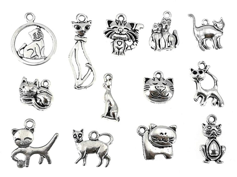 Assorted Cats Pet Charm Pendant for DIY Jewelry Making Accessaries(42pcs,Antique Silver) - PawsPlanet Australia
