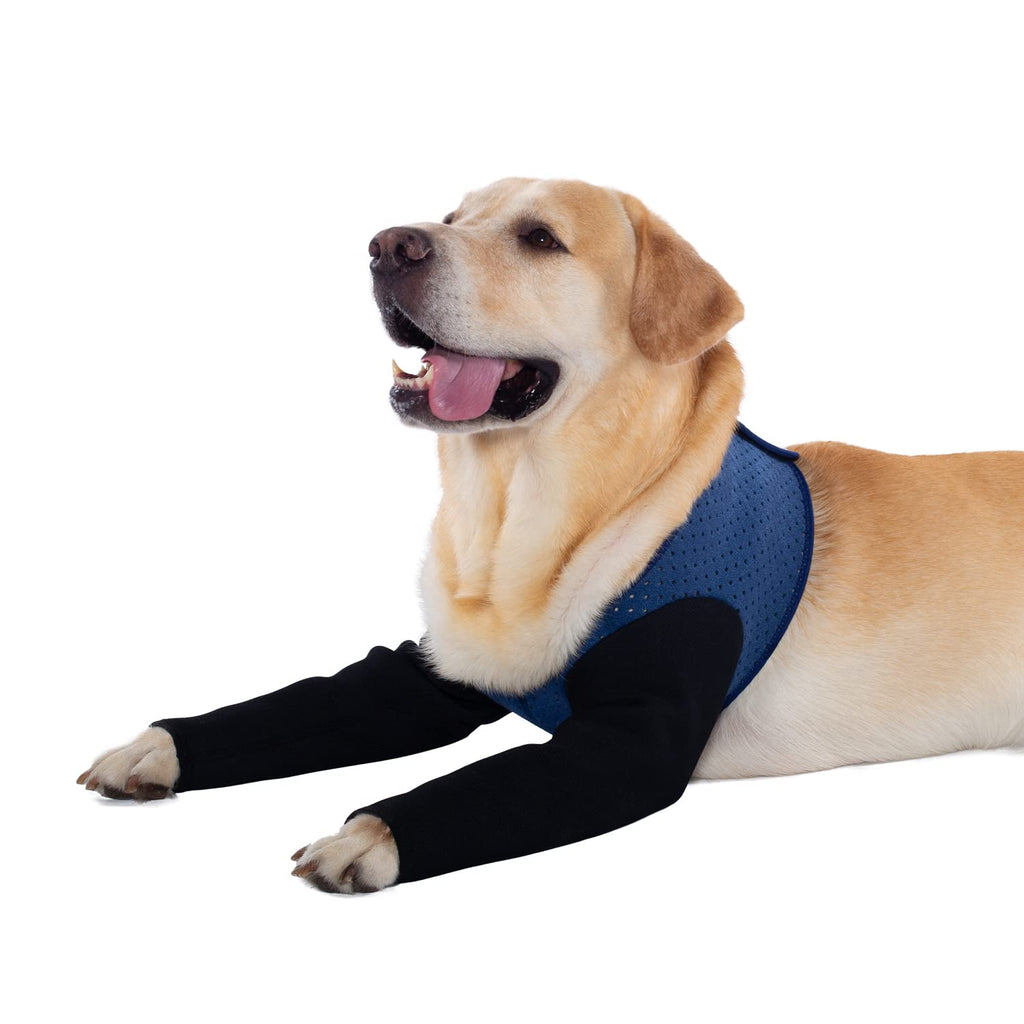 Coodeo Dog Recovery Sleeves, Cone Collar Alternative, Abrasion Resistant Dog Recovery Suit, Washable 2.5mm Thick and Waterproof, Pet Wounds Prevent Licking, Bite, Keep Dry (2XL, Blue) 2XL