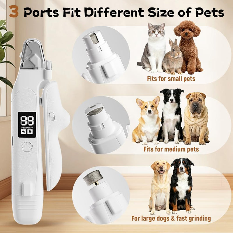 Dog Nails Clippers, 2 in 1 Dog Nail Grinders & Claw Clippers for Grooming with Light, Easy Nail Trimmer File, Safe Silent Pet Nail Grinder for Small, Medium, and Large Dogs & Cats A - PawsPlanet Australia