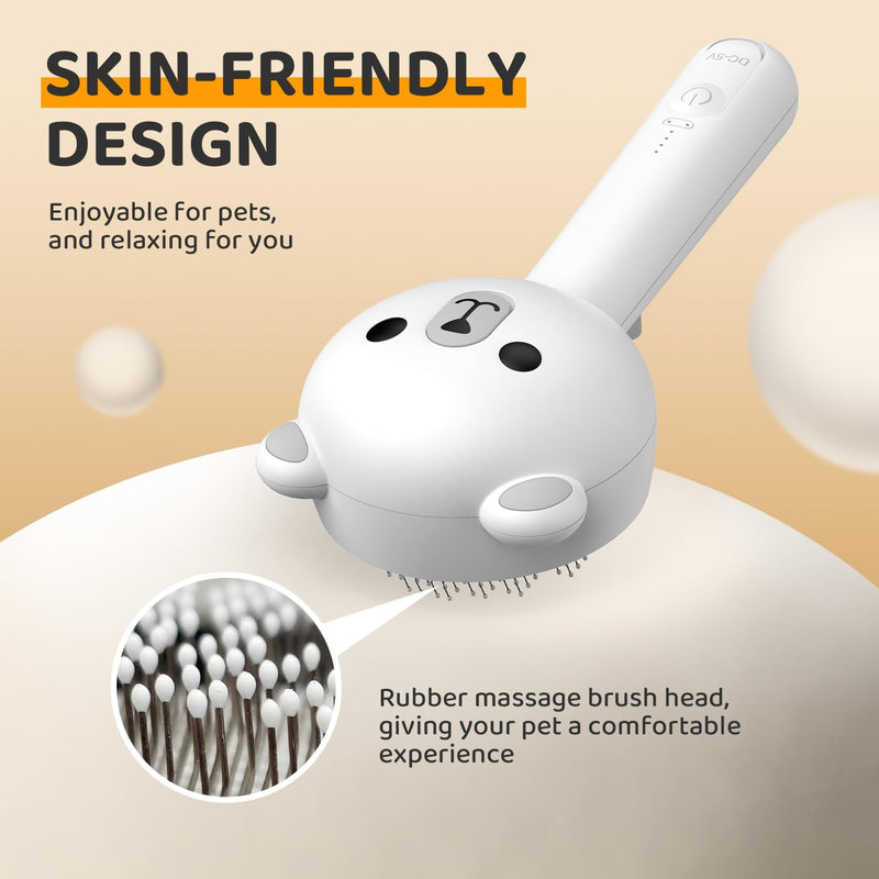 Cat Steam Brush, Self Cleaning Pet Spray Hair Removal Comb with Release Button, 3 In 1 Cat Brush for Indoor Cats for Shedding, Waterproof Pet Grooming Brushes for Long Short Haired Dogs Cats White - PawsPlanet Australia