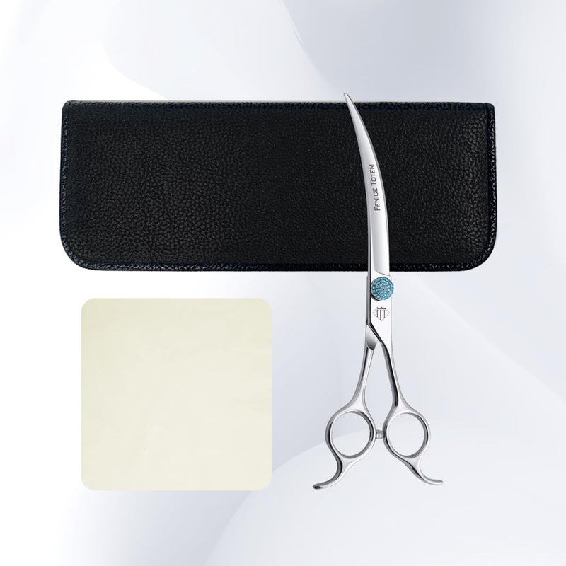 Fenice Professional Grooming Curved Shear: 45 Degree Super Curves Scissors for Dogs 7.5" Big Arc Curved Shears Made Of Japanese 440C Stainless Steel 7.5" - PawsPlanet Australia