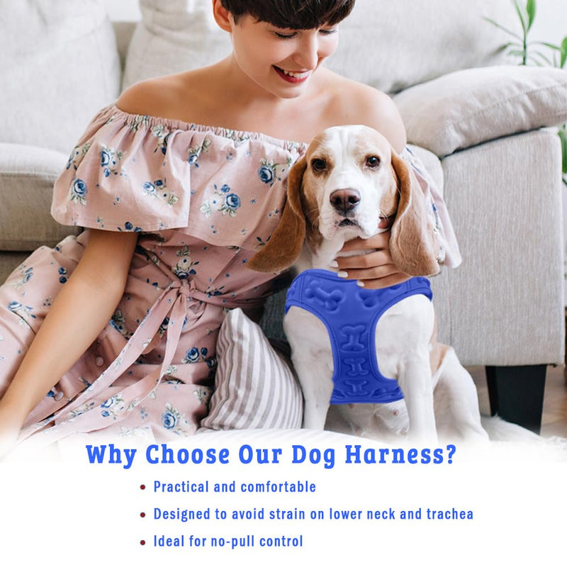 Comfort Fit Step in Dog Vest Harness Easy to Put on Take Off Adjustable Soft Padded Puppy Harness Vest for Small and Medium Dogs (Small, Blue) S (Chest 13"-17")
