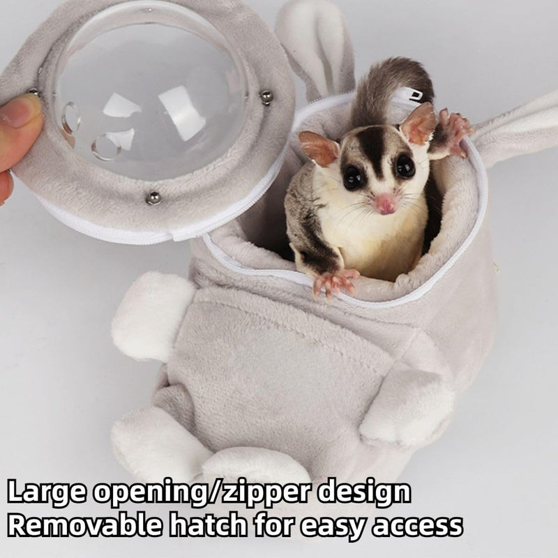 Sugar Glider Bonding Pouch Bonding Pouch Carry for Rat Syrian Hamster Hedgehog Small Pocket Pets, Gerbil Travel Bag Cute Bunny-Shaped Outing Bag with Large Transparent Window (Pink,Small) Pink - PawsPlanet Australia