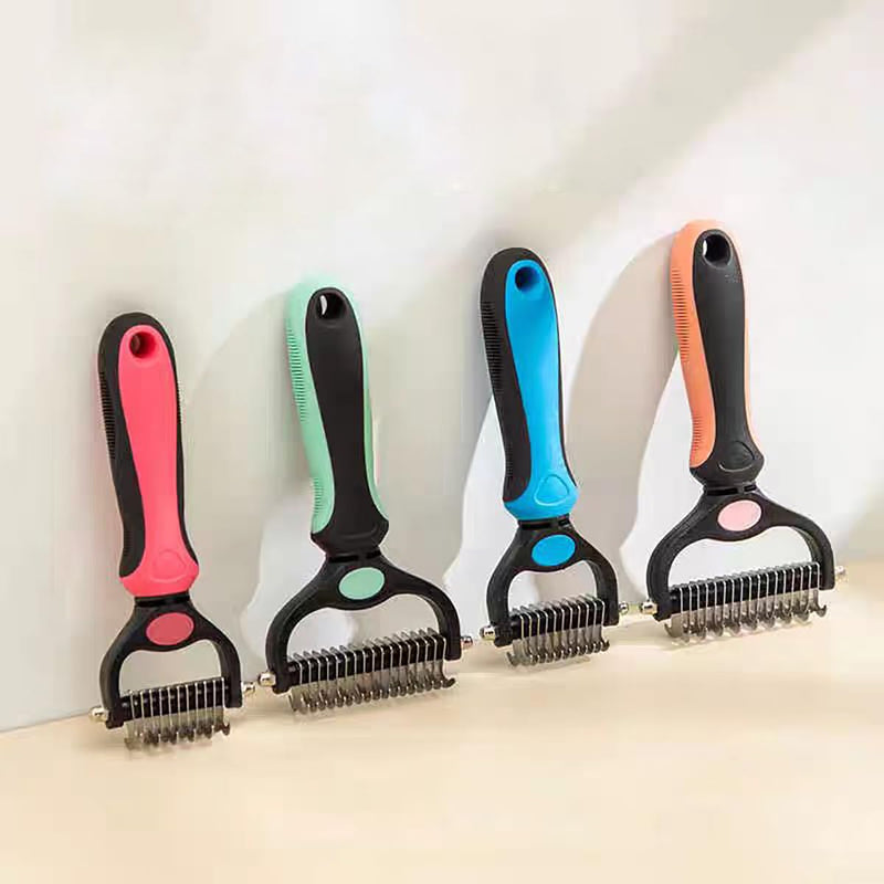 Pet Dematting Tool 2 Pack Double Sided Undercoat Rake & Dematting Comb for Cats and Dogs for Detangling Matted or Knotted Undercoat Hair (Black, Small) Black - PawsPlanet Australia