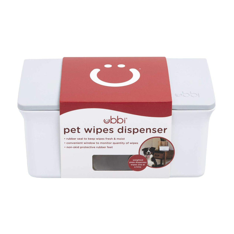 Ubbi Pet Wipes Dispenser, Grooming Wet Wipes Contianer for Dogs and Cats, Moisture Locking Wipes Dispenser, White - PawsPlanet Australia