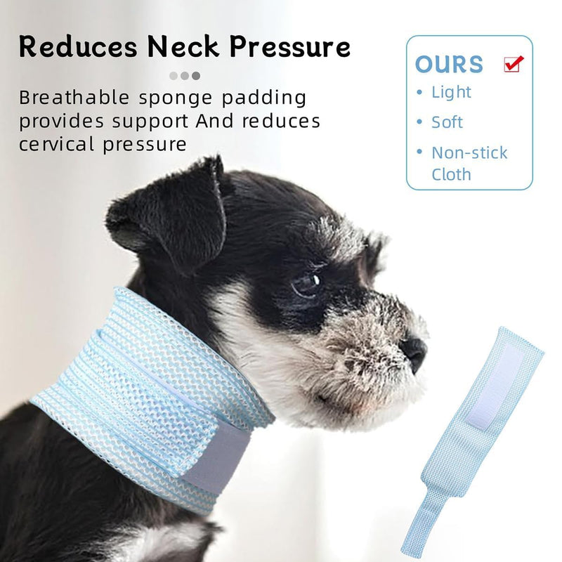Cat Neck Brace Cover - Breathable Elizabethan Collar for Post-Surgery Recovery Anti-Lick Wound Adjustable Protective Cervical Cone for Small Medium Large Dogs Cats (Neck Girth 9.1-11.8" Depth3.2 M Blue