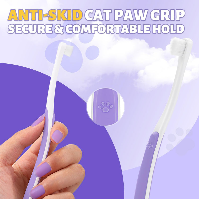 Cat Toothbrush for Kitten Teeth Cleaning – Soft Bristle Cat Dental Brush Set with Compact Head – Gentle Oral Care Tool for Daily Brushing Routine, Loved by Vets and Fur Babies 1 Count (Pack of 1) Purple - PawsPlanet Australia