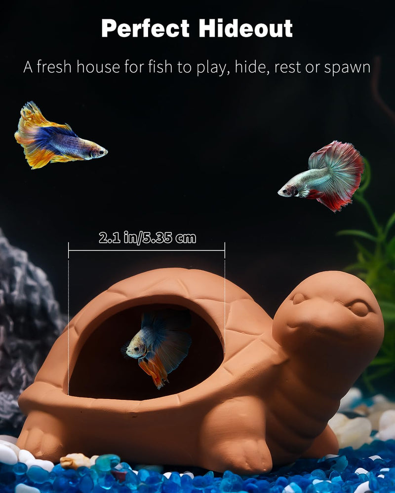 Uniclife Aquarium Turtle Ornament Fish Tank Decoration Ceramic Turtle Animal Hut for Fish Tank Landscape Aquarium Hideout Hideaway Spawning Cave Decor for Shrimp Betta Goldfish and Reptiles - PawsPlanet Australia