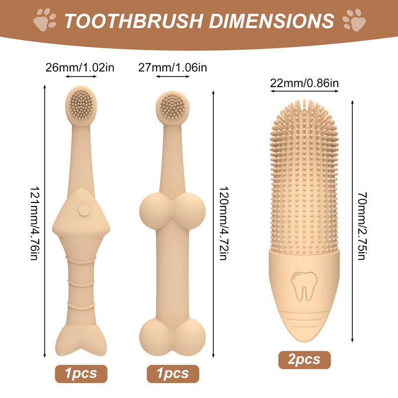 MINGBOLIN 4-Piece Toothbrush for Pets Set, Silicone Dog Toothbrush + Finger Toothbrush for Dogs & Cats - Gentle Toothbrush Dog for Plaque Removal, Oral Hygiene