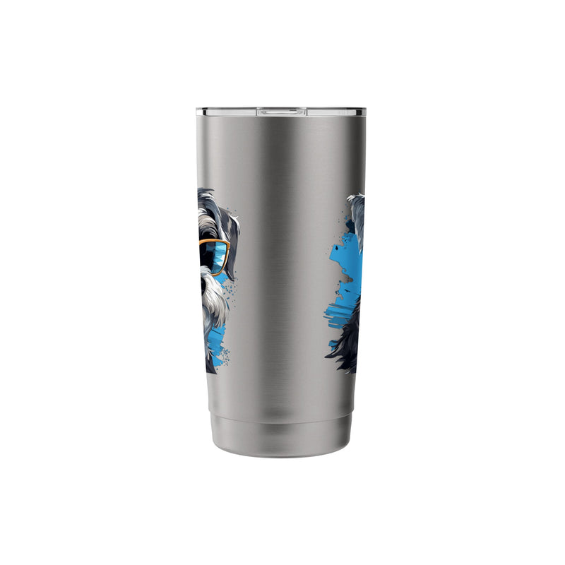 Schnauzer Dog Breed Pet with Sunglasses Cute Graphic Stainless Steel Insulated Tumbler Brushed Steel 20 Ounces