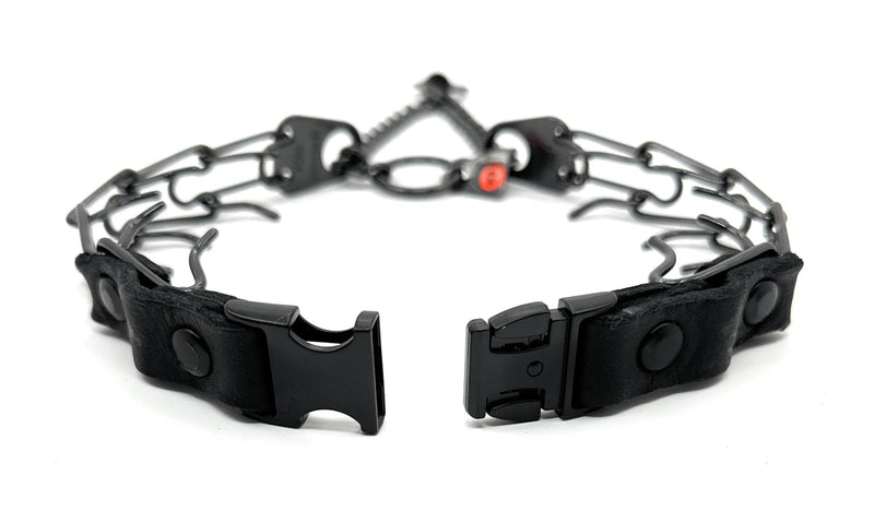 Herm Sprenger Prong Collar for Dogs Training – Quick Release Buckle & Swivel Ring for Easy Use – Made of Durable Black Stainless Steel in Germany– 2.25mm Prongs for Small Dogs with 14-19" Neck Small/Medium (14-19" Neck, 2.25mm Links) - PawsPlanet Australia
