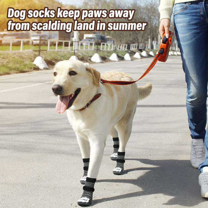 BEAUTYZOO Anti Slip Dog Socks for Small Medium Large Dogs with Grips Straps on Hardwood Floor Protection Wear, Traction Control 3 Pairs Double Side Paw Protector to Prevent Licking for Girl or Boy Grey - PawsPlanet Australia