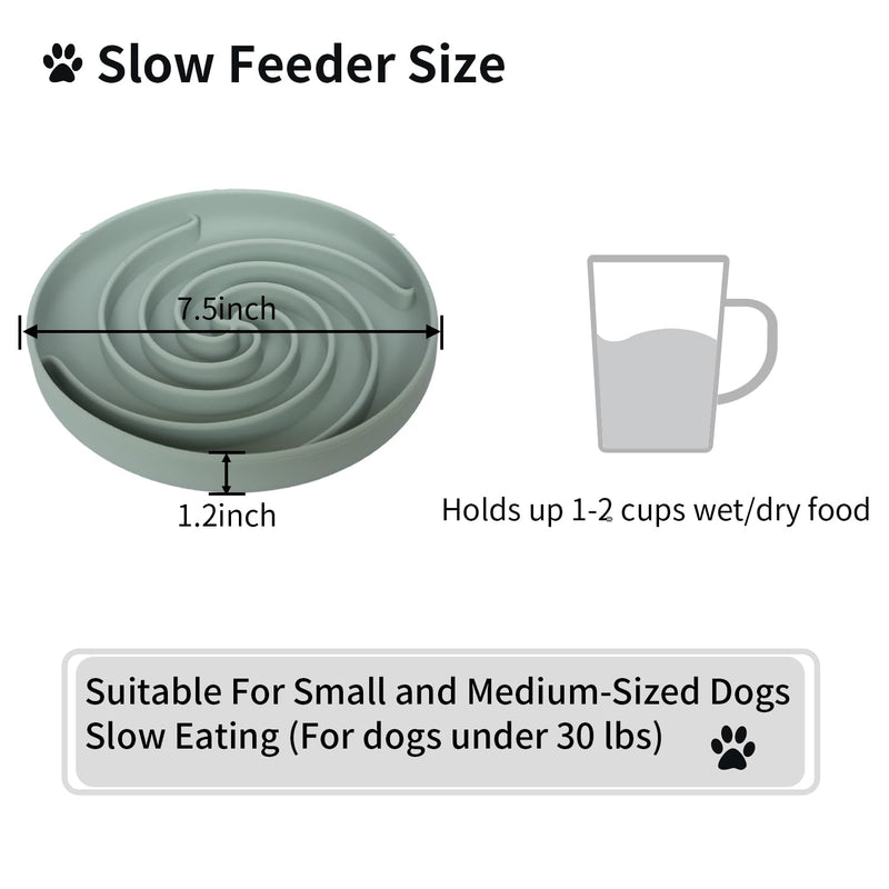 Dog Puzzle Bowl - Silicone Slow Feeder Dog Bowls for Healthy Eating - Puppy Slow Feeder Non-Slip Design Dishwasher Microwave Safe (Grey green) Medium Grey-green - PawsPlanet Australia