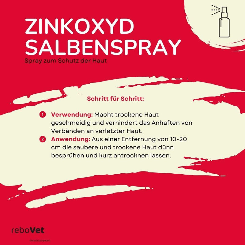 Rebopharm Zinc Oxide Ointment Spray 200 ml Care Spray for Animals with Zinc and Lanolin