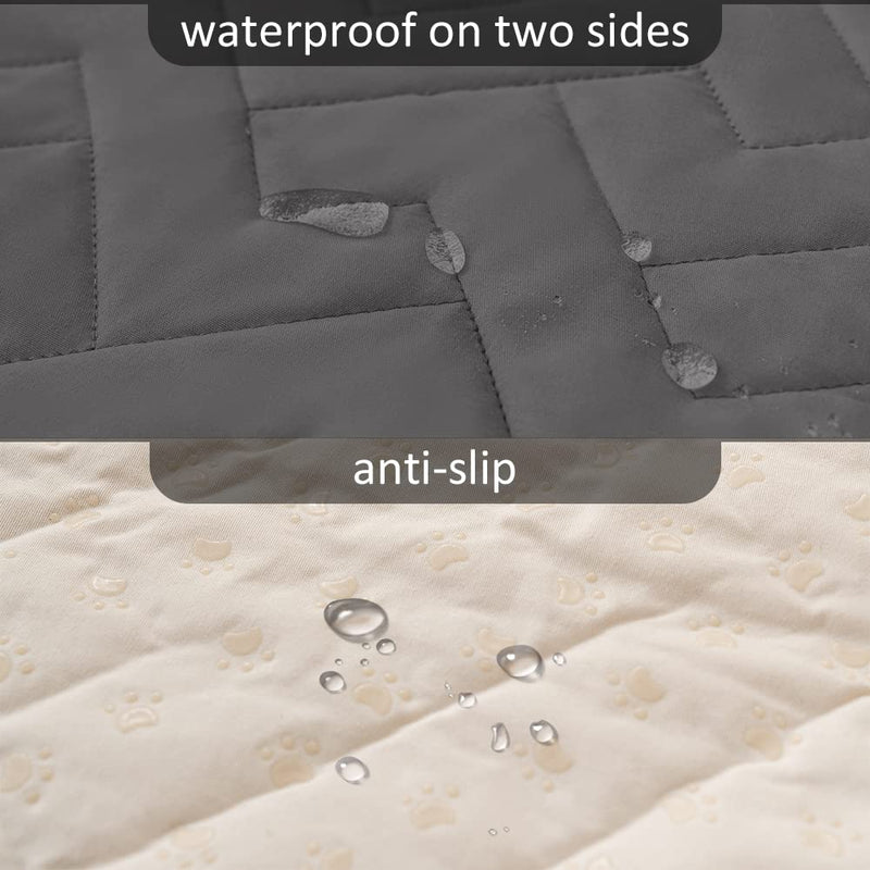 fuguitex Waterproof Dog Bed Cover Couch Cover for Pet Anti-Slip Cat Mat Pet Pad Blanket for Sofa Chair Recliner Bed Furniture Protrctor Dark Grey 50x80 Inch (Pack of 1) - PawsPlanet Australia