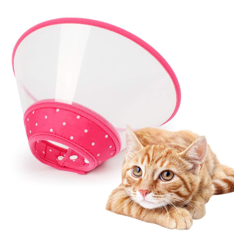 Andiker Pet Cone Recovery Dog Cone Adjustable Dog Collar Clear Padded Collar with Breathable Soft Edge Plastic Puppy Cone Protect the Neck Surgery Recovery Designed for Cats and Puppies (Small, Pink) Small