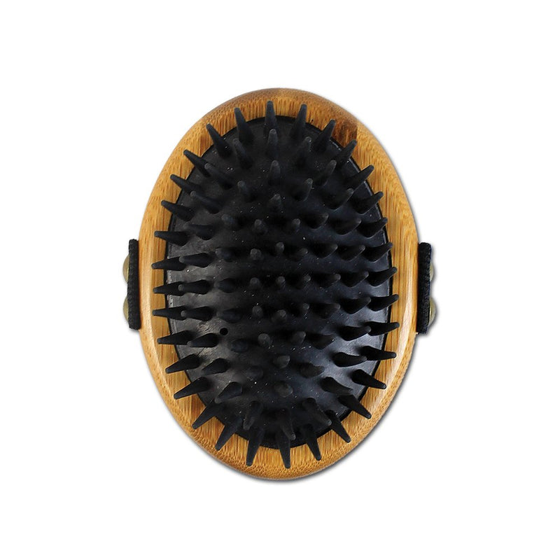 alcott Bamboo Groom Curry Brush with Rubber Bristles for Pets,Brown - PawsPlanet Australia