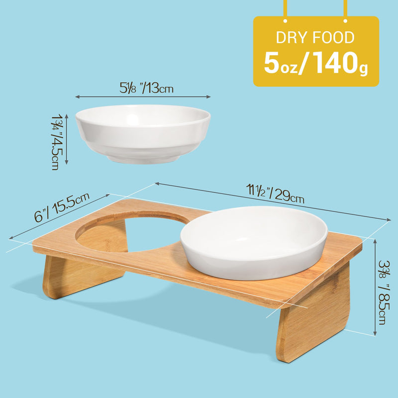 ComSaf Raised Cat Bowl with Stand, Melamine Elevated Cat Food Bowl, 15° Tilted Cat Water Bowl Set, 2 Pack of Feeding Dishes For Cats and Puppy, Protect Pet's Spine, Whisker Stress Free Anti Vomiting Melamine Bowl with Stand