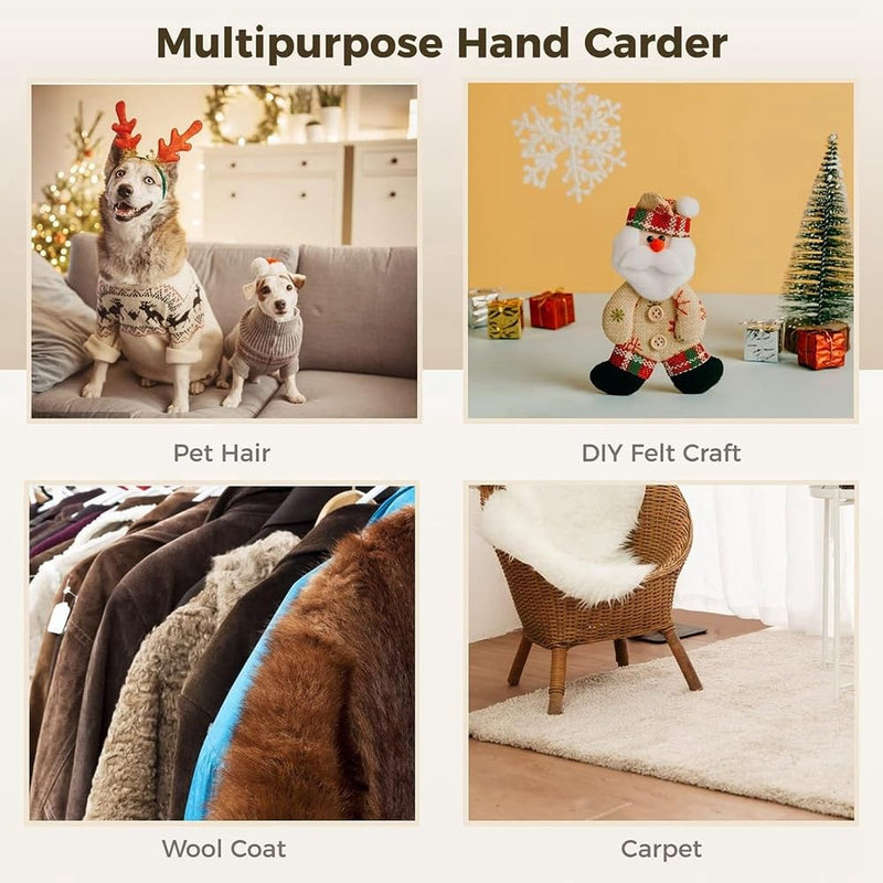 2 PCS Wool Carders, 6.1InchX4.8Inch Hand Carders for Wool, Craft Wool Felt Mixing Tool, Pet Slicker Brush Easy to Use - PawsPlanet Australia
