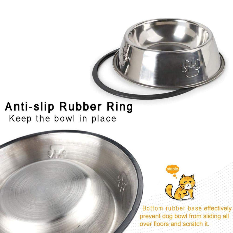 Stainless Steel Cat Bowl, 4 Pack Metal Dog Bowls for Food and Water, Non-Slip Pet Feeding Dish Bowl with Rubber Base for Indoor Cats Small Dogs - PawsPlanet Australia
