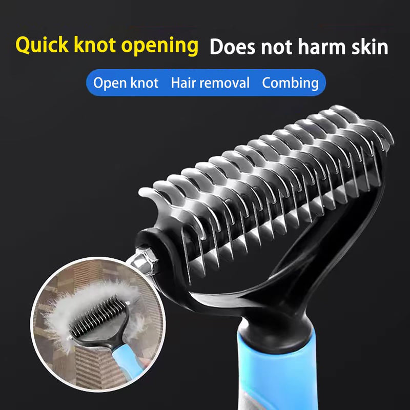 Pet Dematting Tool 2 Pack Double Sided Undercoat Rake & Dematting Comb for Cats and Dogs for Detangling Matted or Knotted Undercoat Hair (Black, Small) Black - PawsPlanet Australia